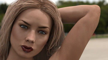 Картинка 3д+графика портрет+ portraits взгляд девушка фон