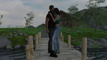 Картинка 3д+графика романтика+ romantics девушка взгляд фон