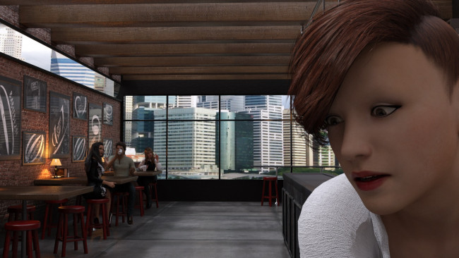 Обои картинки фото 3д графика, люди , people, взгляд, девушка, фон