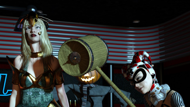 Обои картинки фото 3д графика, праздники , holidays, взгляд, фон, девушки