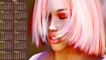 Картинка календари 3д-графика 2019 calendar женщина крупно лицо девушка