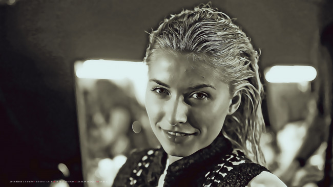 Обои картинки фото календари, компьютерный дизайн, лицо, взгляд, девушка, 2019, calendar, женщина