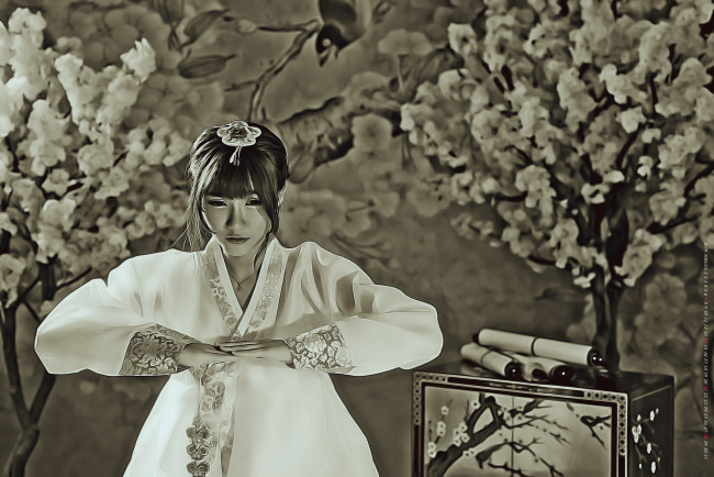 Обои картинки фото календари, компьютерный дизайн, calendar, жест, женщина, кимоно, девушка, азиатка, 2019