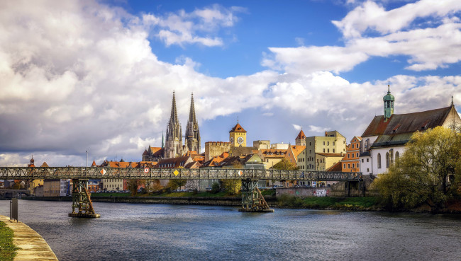 Обои картинки фото города, регенсбург , германия, мост