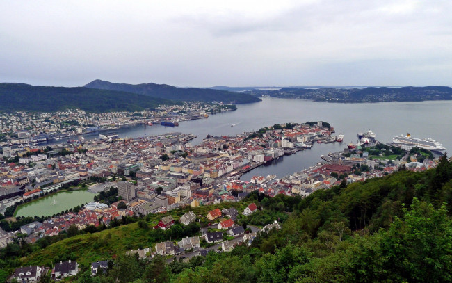 Обои картинки фото города, берген , норвегия, панорама