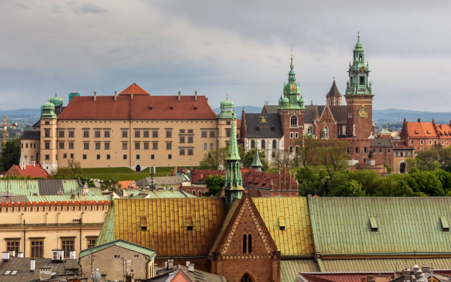 Обои картинки фото города, краков , польша, панорама