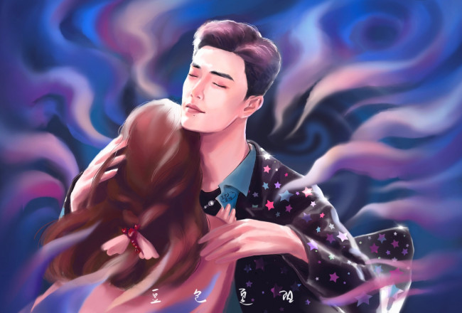 Обои картинки фото рисованное, люди, парень, девушка, любовь