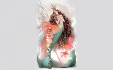 обоя фэнтези, русалки, русалка, бант