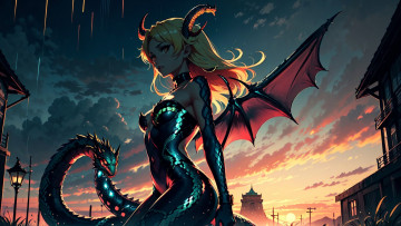 Картинка аниме ангелы +демоны нейросети графика нейроарт ai art нейронные сети рисунки нейро искусство