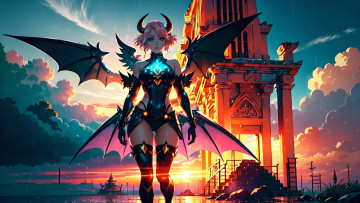 Картинка аниме ангелы +демоны нейросети графика нейроарт ai art нейронные сети рисунки нейро искусство