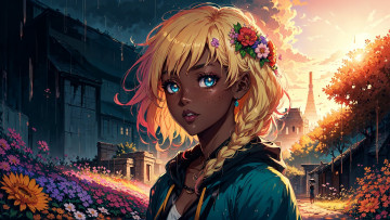 Картинка аниме город +улицы +интерьер +здания нейросети графика нейроарт ai art нейронные сети рисунки нейро искусство