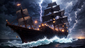 Картинка фэнтези корабли нейросети графика нейроарт ai art нейронные сети рисунки нейро искусство корабль