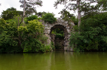 обоя разное, развалины,  руины,  металлолом, озеро