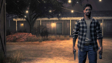 Картинка видео+игры alan+wake`s+american+nightmare мужчина оружие дом свет