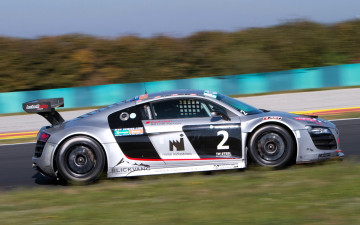 обоя audi r8 lms hungaroring, спорт, автоспорт, серебристый, скорость