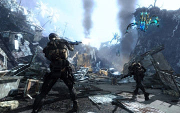 Картинка видео+игры crysis солдаты развалины