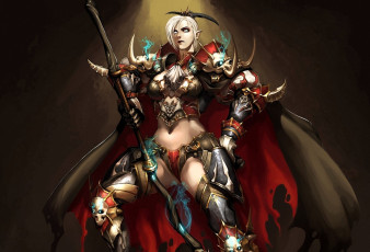 Картинка фэнтези девушки девушка воин броня плащ оружие