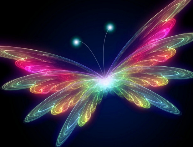 Обои картинки фото 3д графика, животные , animals, бабочка, неон
