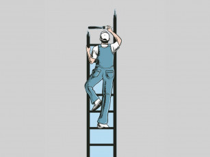 Картинка векторная графика стремянка человек