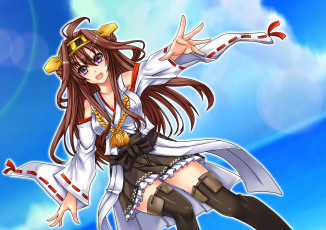 Картинка аниме kantai+collection art cuizilan девушка kongou battleship взгляд радость жест kantai collection