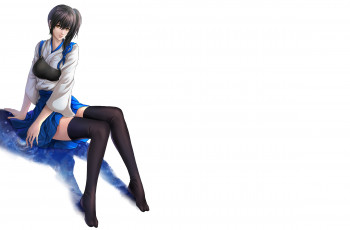 Картинка аниме kantai+collection art pengnangehao девушка kaga aircraft carrier взгляд чулки тень фон kantai collection