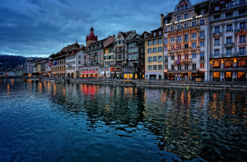 Картинка lucerne +switzerland города люцерн+ швейцария switzerland здания река ройс набережная люцерн reuss river