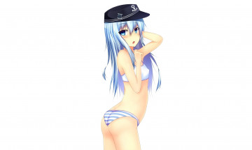 Картинка аниме kantai+collection art suteba девушка hibiki destroyer взгляд смущение трусики простой фон kantai collection