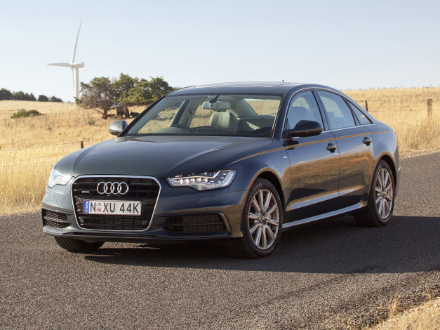 Обои картинки фото автомобили, audi, biturbo, tdi, a6, 2013г, темный, 3-0, 4g, c7, quattro, sedan, au-spec