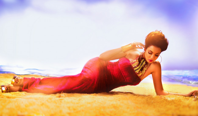 Обои картинки фото девушки, malvika rallan, платье