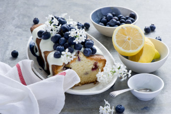 Картинка еда пироги пирог выпечка ягоды черника лимон ромашки