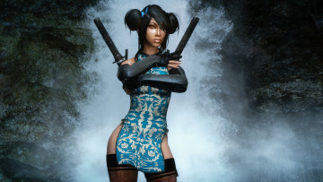 Картинка видео+игры the+elder+scrolls+v +skyrim девушка взгляд фон оружие