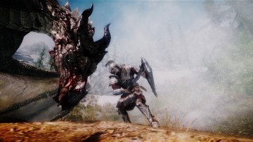 Картинка видео+игры the+elder+scrolls+v +skyrim воин дракон оружие фон взгляд мужчина
