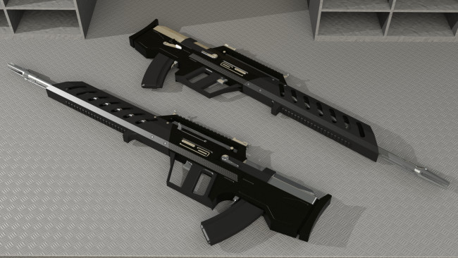 Обои картинки фото оружие, 3d, фон, автоматы