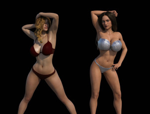 обоя 3д графика, люди , people, фон, взгляд, девушки