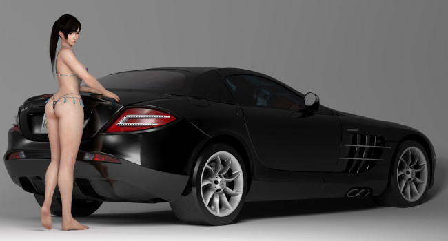 Обои картинки фото 3д графика, люди , people, взгляд, автомобиль, девушка, фон