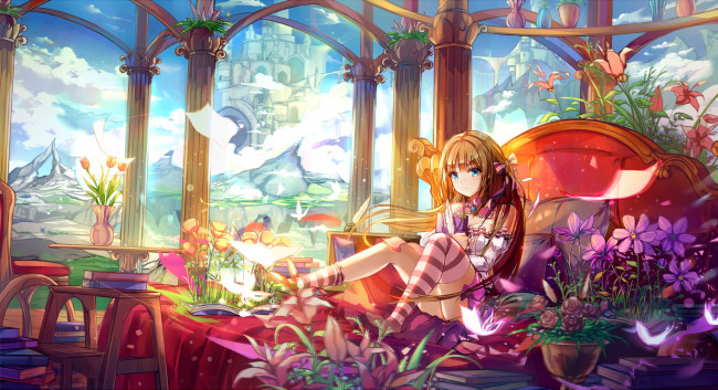 Обои картинки фото аниме, unknown,  другое, девушка, взгляд, фон