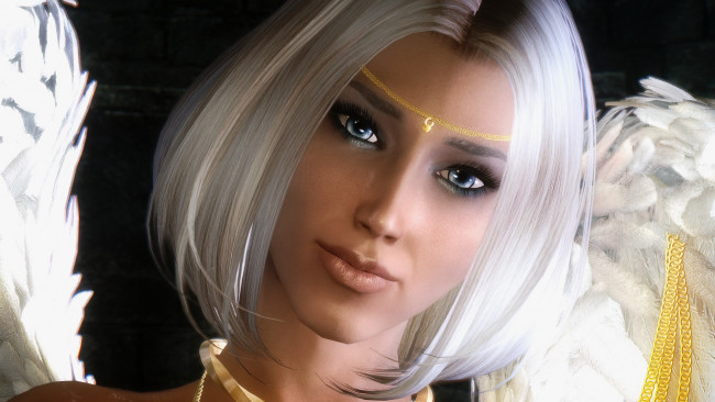 Обои картинки фото 3д графика, ангел , angel, фон, взгляд, ангел, девушка