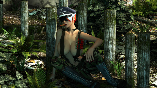 Обои картинки фото 3д графика, фантазия , fantasy, фон, взгляд, девушка