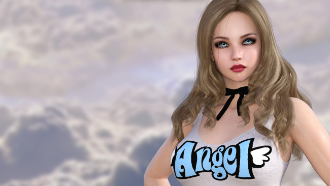 Обои картинки фото 3д графика, люди , people, фон, взгляд, девушка