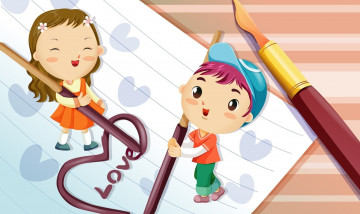 Картинка векторная+графика дети+ children фон девушка взгляд