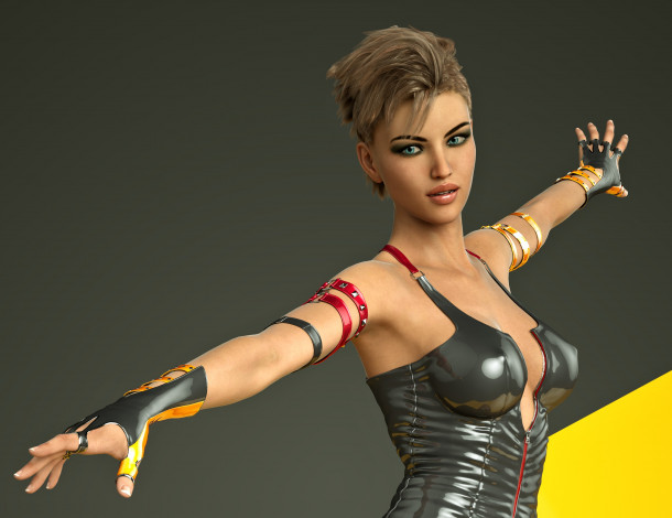 Обои картинки фото 3д графика, люди , people, взгляд, девушка, фон