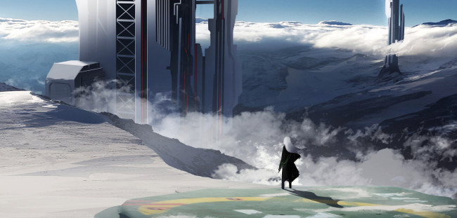 Обои картинки фото аниме, город,  улицы,  здания, девушка