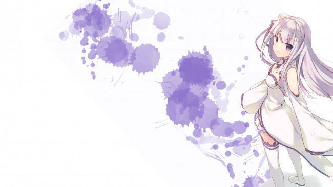 Обои картинки фото аниме, re,  zero kara hajimeru isekai seikatsu, девушка, взгляд, фон