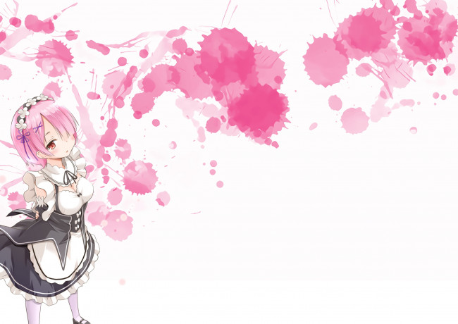 Обои картинки фото аниме, re,  zero kara hajimeru isekai seikatsu, девушка, взгляд, фон