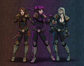 Картинка рисованное комиксы фон девушки униформа взгляд