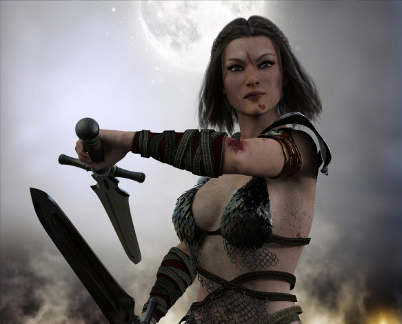 Обои картинки фото 3д графика, фантазия , fantasy, фон, взгляд, девушка