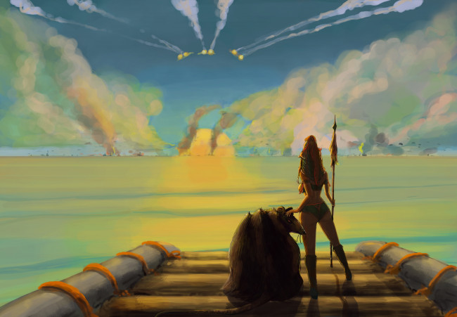 Обои картинки фото фэнтези, красавицы и чудовища, фон, плот, девушка