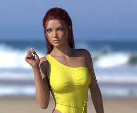 Картинка 3д+графика люди+ people взгляд фон девушка