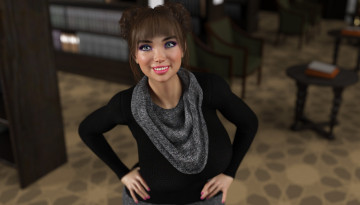 Картинка 3д+графика люди+ people девушка взгляд фон