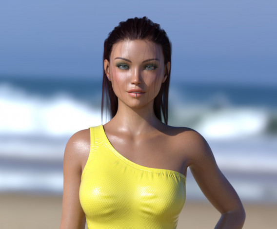 Обои картинки фото 3д графика, люди , people, девушка, фон, взгляд